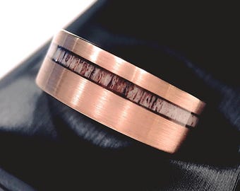 Antler Ring, Rose Gold Wedding Band, Mens Tungsten Bands, Rose Gold Tungsten Ring, Mens Wedding Band, Mens Ring, His Hers Promise Ring, Ring