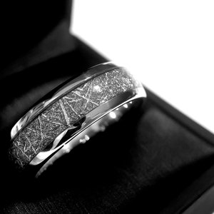 Tungsten Ring, Meteorite Ring, Men's Tungsten Ring, Women Tungsten Ring, Meteorite Inlay Ring, Wedding Bands, Tungsten Carbide Rings, Bands image 6
