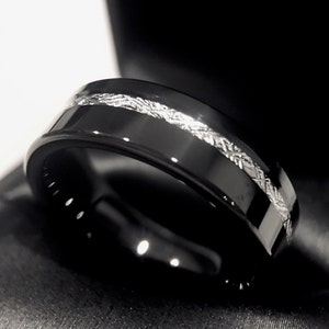 Black Tungsten Meteorite Ring | Tungsten Carbide Anniversary Band (7mm,9mm)