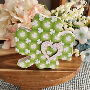 Wooden shamrocks St Patricks Day Decor, St Patricks Decor, St Patricks Day Tiered Tray Decor, Wood Shamrock Decor, four Leaf Clover Decor