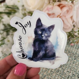 Black Cat Sticker for tumbler, Vinyl Cat Sticker for Water bottle, Summer Stickers, Watercolor Black Cat sticker Pack, Black Cat Waterproof