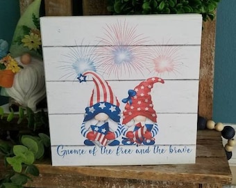 Patriotic Gnome Sign, 4th of July Tiered Tray Decor