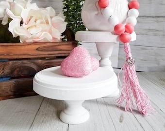 Farmhouse Wood Pedestal Riser, Rustic Display Stand