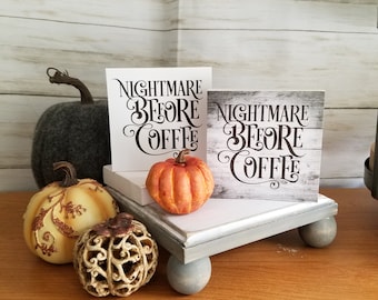 Farmhouse Halloween Coffee Bar Sign, Tiered Tray Decor
