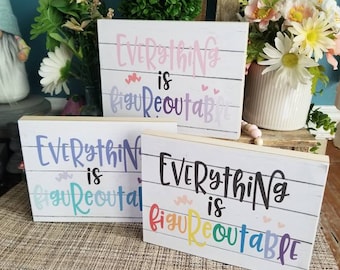 Everything is Figureoutable Wood Sign, Office Decor