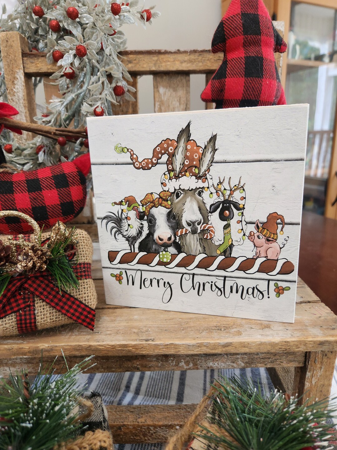 Farmhouse Christmas Decor, Farmhouse Christmas Sign, Farm Animal