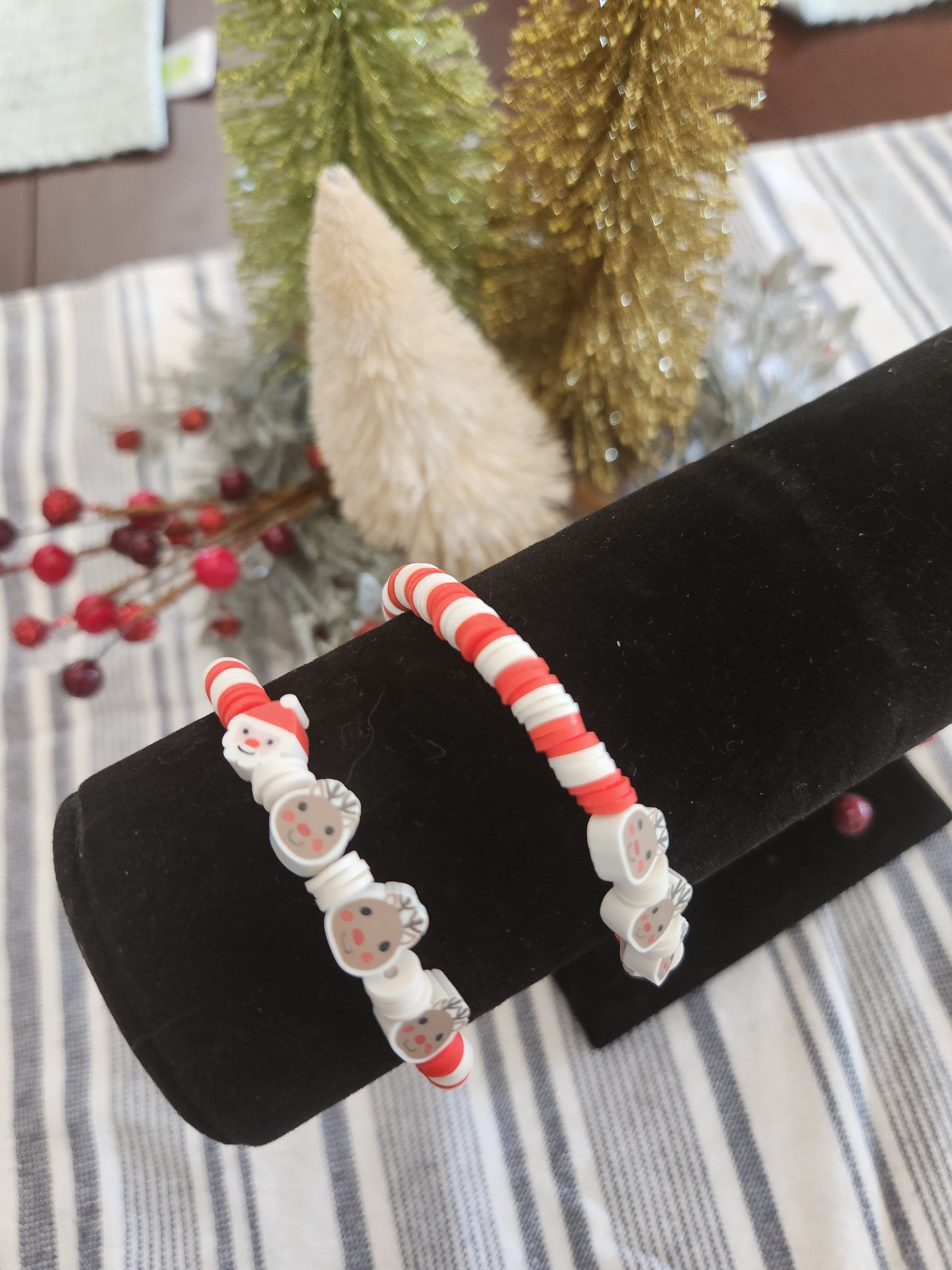 Braccialetti Di Perline Heishi In Argilla Natalizia, Set Impilabili Per Le