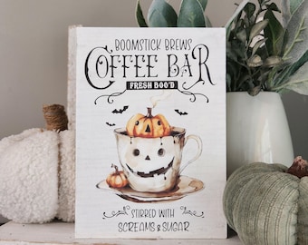 Witches Brew Coffee Co. Sign: Farmhouse Halloween Coffee Bar Decor