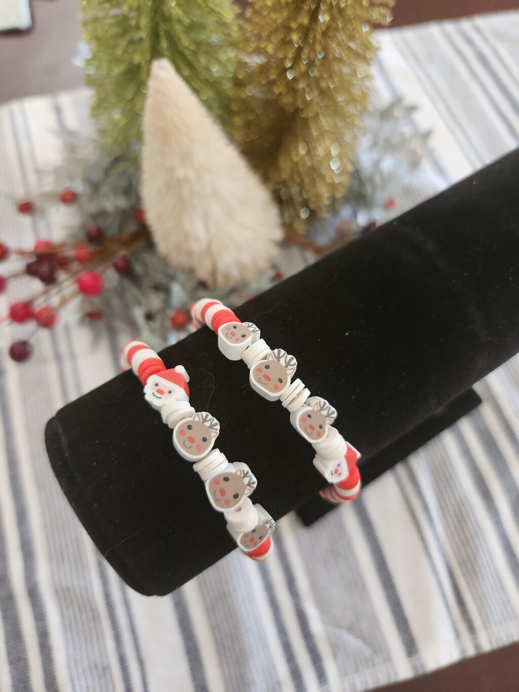 Heishi Set 5 Braccialetti Natalizi In Argilla - Perline A Tema Natale Per Donne E Ragazze, Regalo Fai Da Te, Multicolore