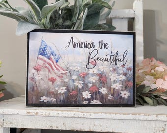 Vintage American Flag Wood Sign: 4th of July Decor