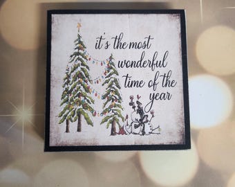 Funny Snowman Wood Sign, Winter Tiered Tray Decor
