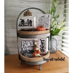 Farmhouse Halloween Sign Set, Tiered Tray Decor