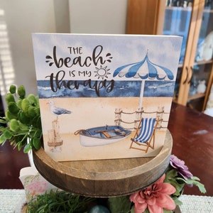 Beach is my Happy Place sign, Wooden Beach signs, beach house sign, beach house decor, Beach Tiered Tray Decor, decor, coastal sign