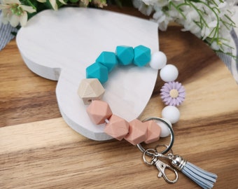 Silicone Beaded Bangle Keychain Wristlet