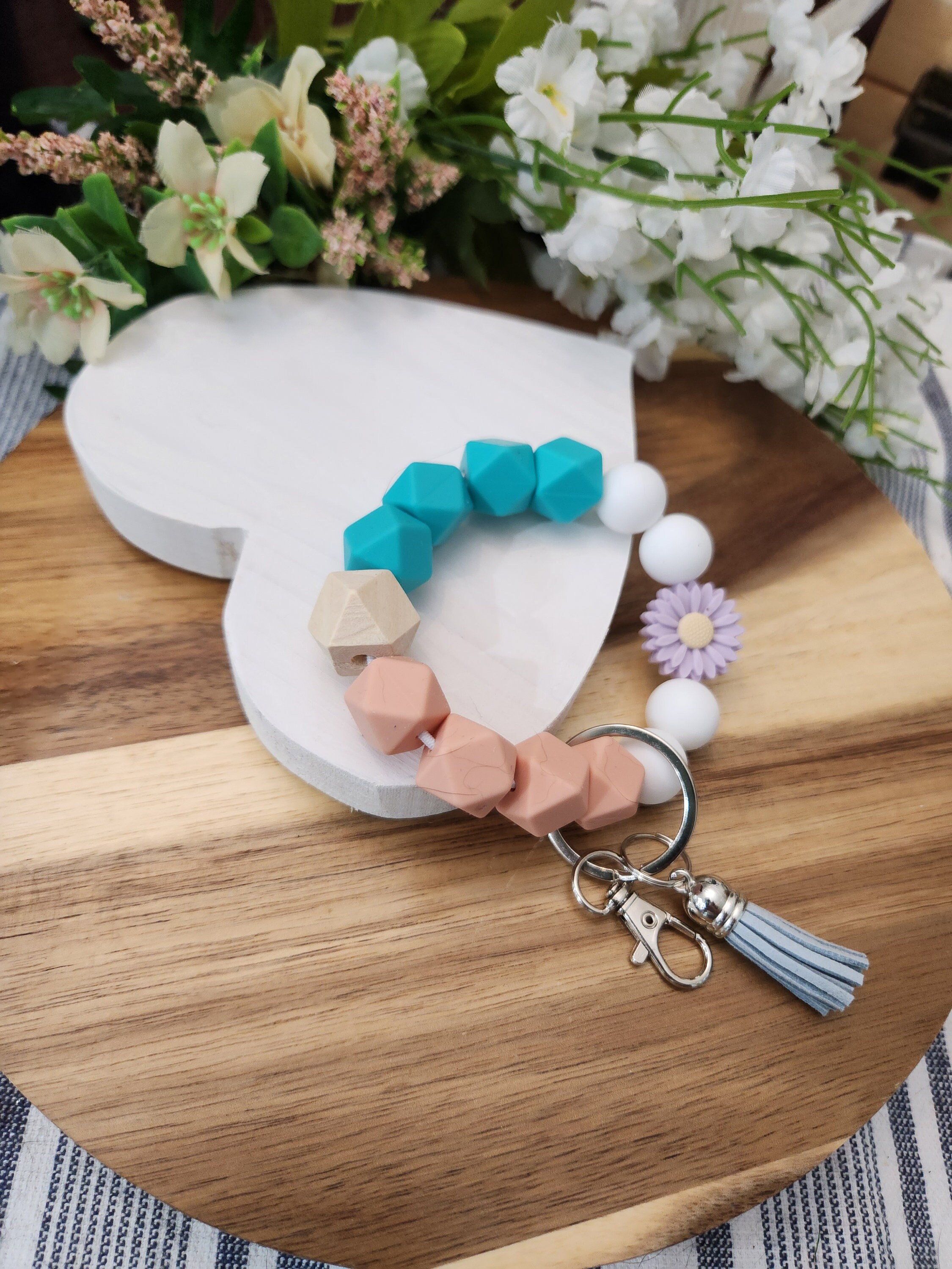 Silicone Beaded Key Chain, Bangle Key Ring, Bracelet Key Chain, Teacher ...