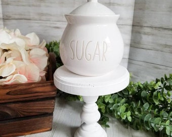 Mini Farmhouse Wood Pedestal Riser, Rustic Dessert Stand (4x5 inches)