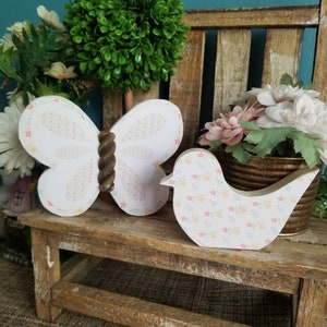 Farmhouse wood bird cutout,  Wooden butterfly, Spring tiered tray decor, kitchen sign, Spring signs, SPring Wood Decor