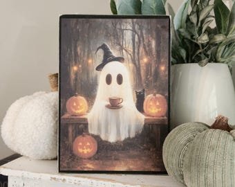 Ghost Coffee Bar Sign, Halloween Tiered Tray Decor