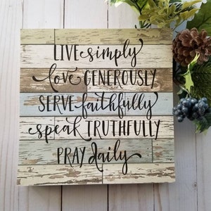 Live simply love deeply wood sign,  Religious sign for nursery, inspirational signs, inspirational quotes, Christian signs for the home