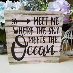 Beach House Sign, Coastal Kitchen Decor, Sky Meets Ocean