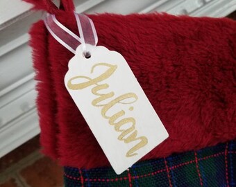 Personalisierter Weihnachtsstrumpf Anhänger, Benutzerdefinierter Name, Handbeschriftet