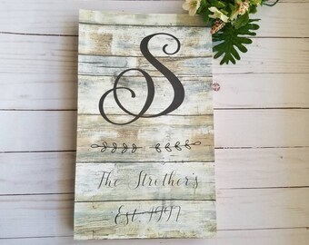 Anniversary gift, farmhouse sign, personalized family name sign established, family room signs for home, personalized wood signs