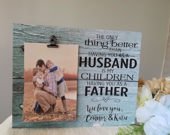 Personalized Dad Photo Frame, Father's Day Gift, Birch Wood