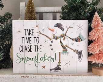 Whimsical Snowman Winter Sign: Tiered Tray Decor