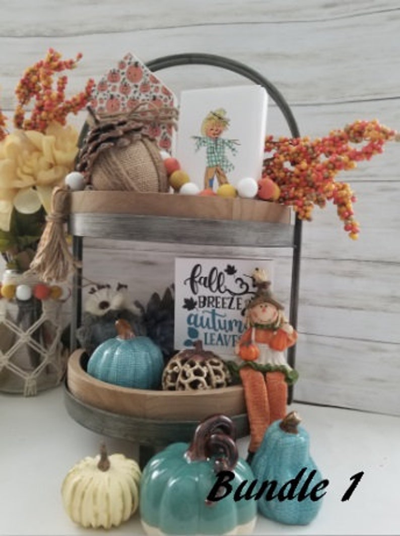 Tiered tray fall decor, tiered tray decor fall, farmhouse fall sign, farmhouse fall decor, wood fall signs, tiered tray mini signs image 2