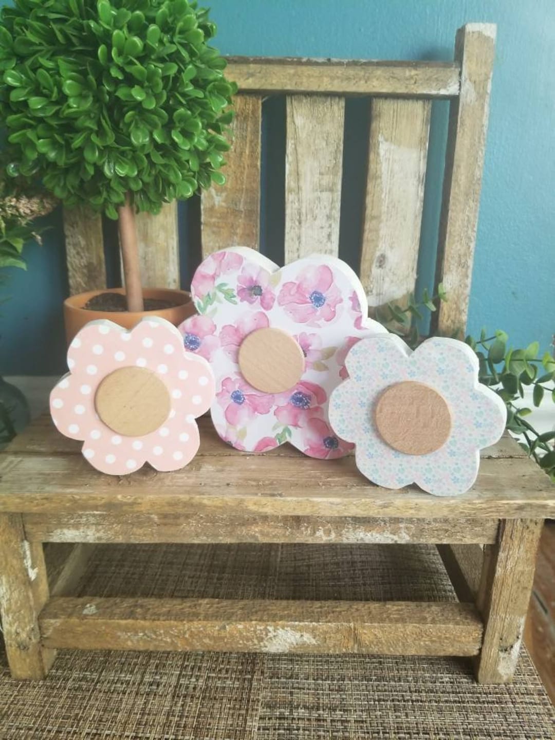 Wood Daisy, Wood Flower Cutout, Spring Wood Flowers, Spring Farmhouse