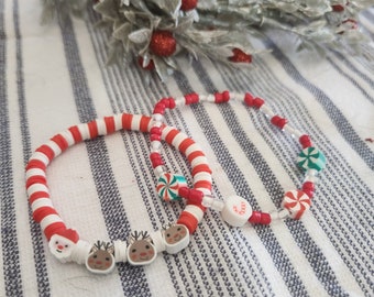 Set 6 Braccialetti Natalizi Elastici Con Perline E Ciondoli - Bijoux Tema Natale Per Donne E Ragazze - 4