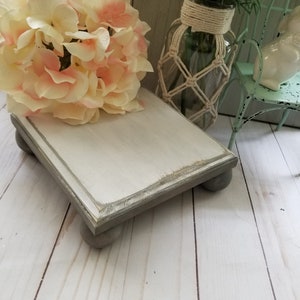 Farmhouse Wood Pedestal Tray, Rustic Mini Cake Stand, 7 inch