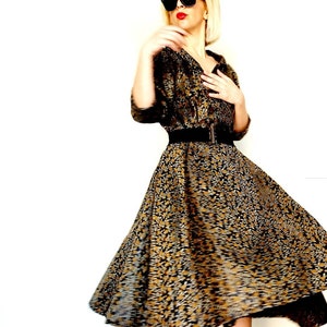 Brocade black dress,retro pattern dress,wrap 1950&#39;s dress,wrap dress,floral wrap dress,wrap dress coat,women&#39;s midi dress,coat dress