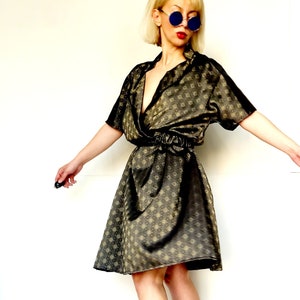 Abito barocco da donna, abito vintage fatto a mano, abito barocco, abito midi, abito camicia di broccato, vestito con cintura, vestito a maniche corte, abito boho