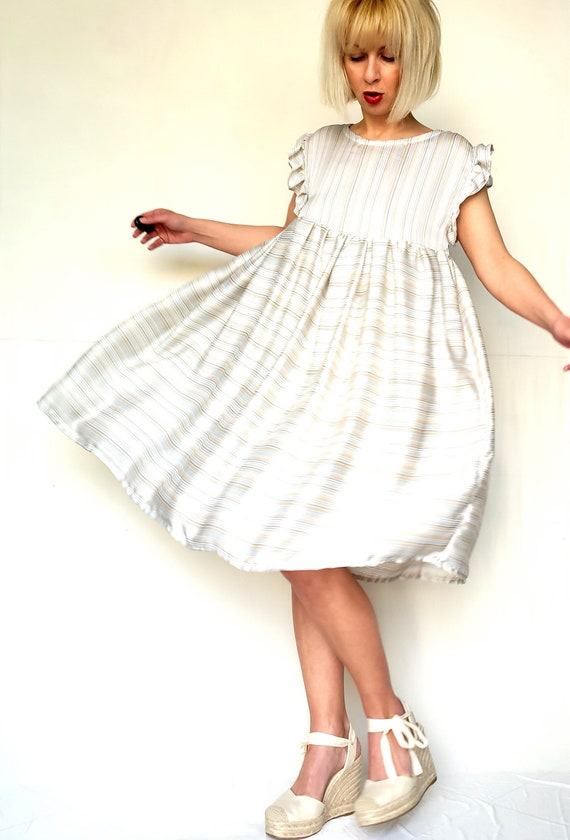 Trapeze Striped Dress satin Trapeze Dress frill Dress satin Dress