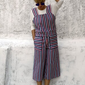Women's Striped jumpsuit,striped overalls,women's overalls,women's jumpsuit,jumpsuit,overalls,summer overalls,women's loose overalls image 3