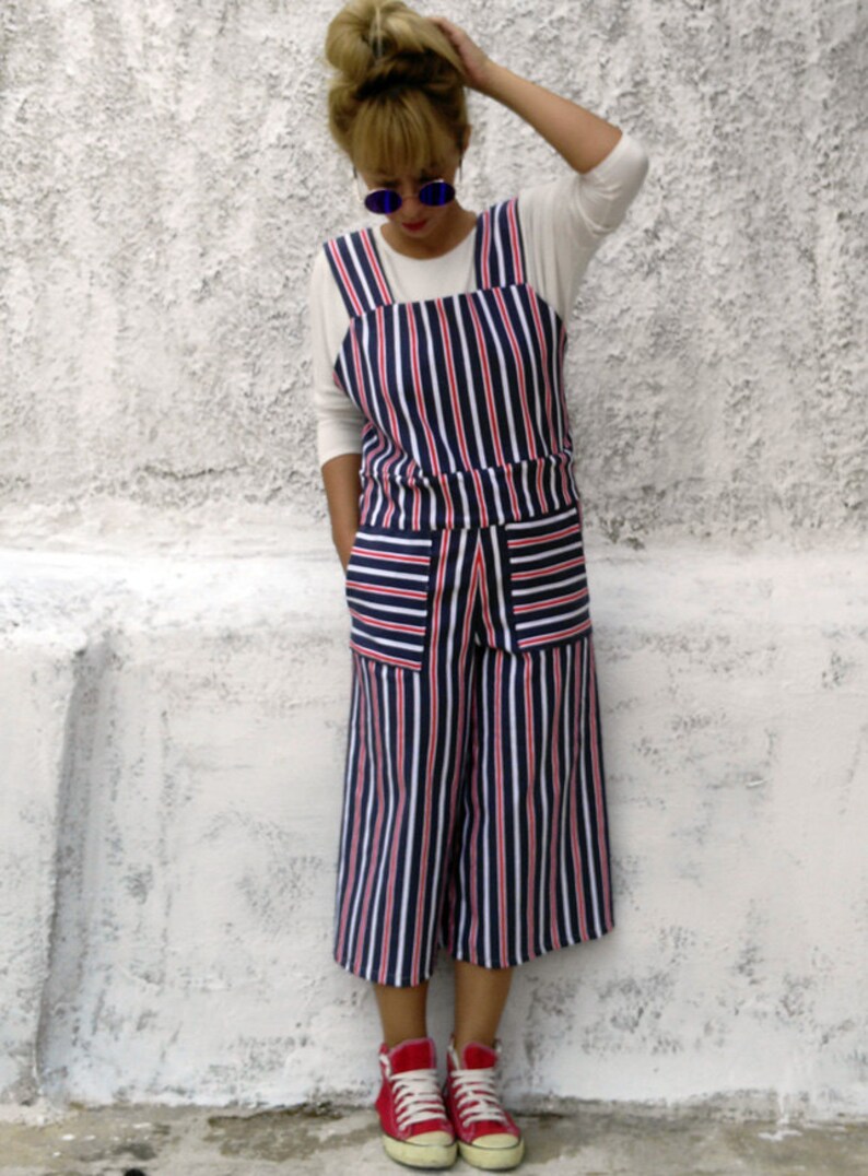 Women's Striped jumpsuit,striped overalls,women's overalls,women's jumpsuit,jumpsuit,overalls,summer overalls,women's loose overalls image 3