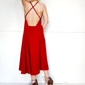 Women's Cupro dress,cross back dress,slip on dress,wine red dress,all day dress,party dress,backless dress,a line dress,grecian chic dress image 4