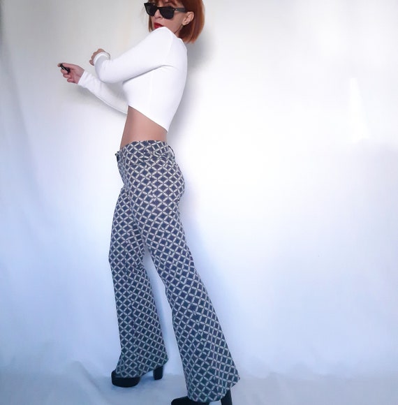 Low rise pants, printed pants, vintage pants, wome