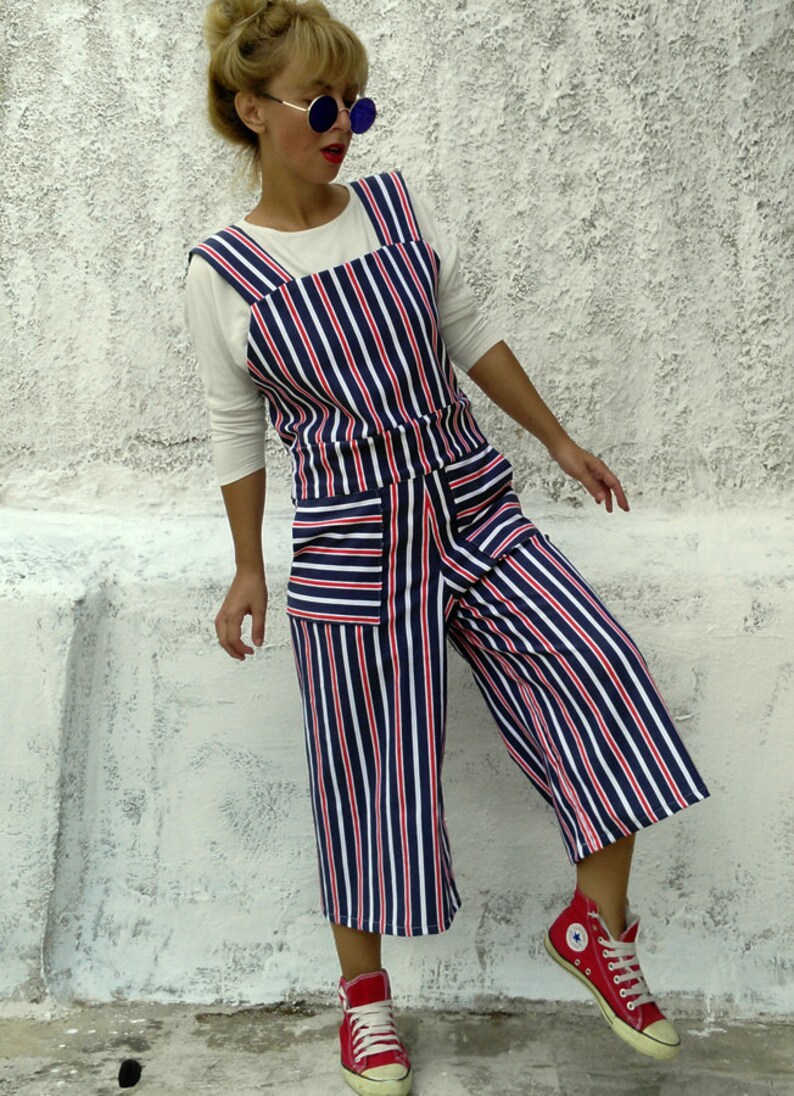 Women's Striped jumpsuit,striped overalls,women's overalls,women's jumpsuit,jumpsuit,overalls,summer overalls,women's loose overalls image 2