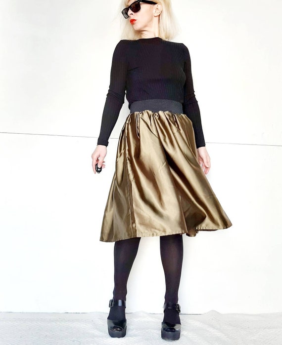 Women s Satin Green Skirt olive Green Skirt satin Skirt flared Skirt midi Skirt elastic Waist Skirt Skirt Dress Women s Dress Satin Dress Etsy