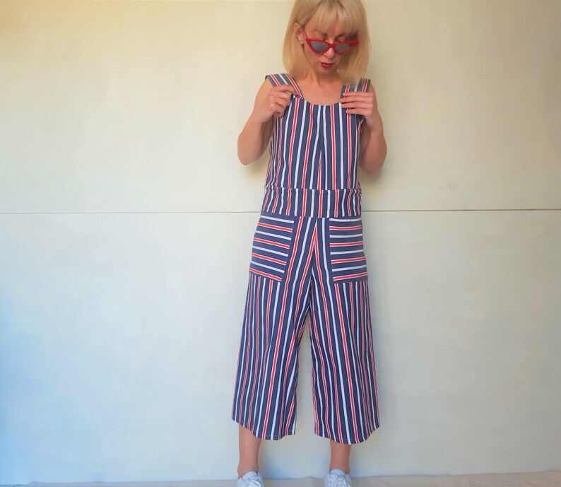 Women's Striped jumpsuit,striped overalls,women's overalls,women's jumpsuit,jumpsuit,overalls,summer overalls,women's loose overalls image 7