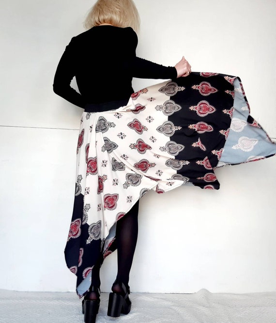 Buy Women s Printed Flared Skirt Paisley Skirt Full Skirt Four Season Skirt Asymmetric Skirt Viscose Skirt Elastic Band Skirt boho Skirt Online in India Etsy