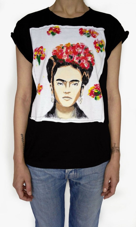 Frida kahlo handpainted t-shirt-women's | Etsy