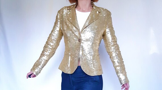 Gold sequined blazer, gold blazer, gold jacket, se