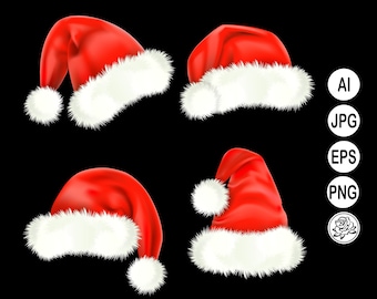 Christmas Clipart With Santa Cap PNG, Vector Santa Hat Santa