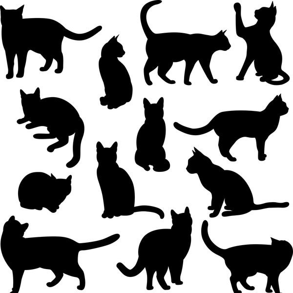 Schneiden Sie Katzen SVG, Katze Silhouetten SVG, Aufkleber Katze SVG, Katze Clip Art, geschnitten Datei, Katze Vektor, Katze dxf, Katze Silhouette svg, Katze Clipart Formen