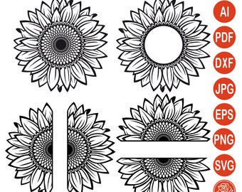 Download Half sunflower svg | Etsy