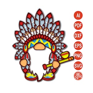 Gnome indien en couches svg pour cricut