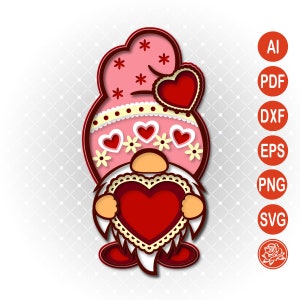 Valentinstag Gnom SVG für Cricut